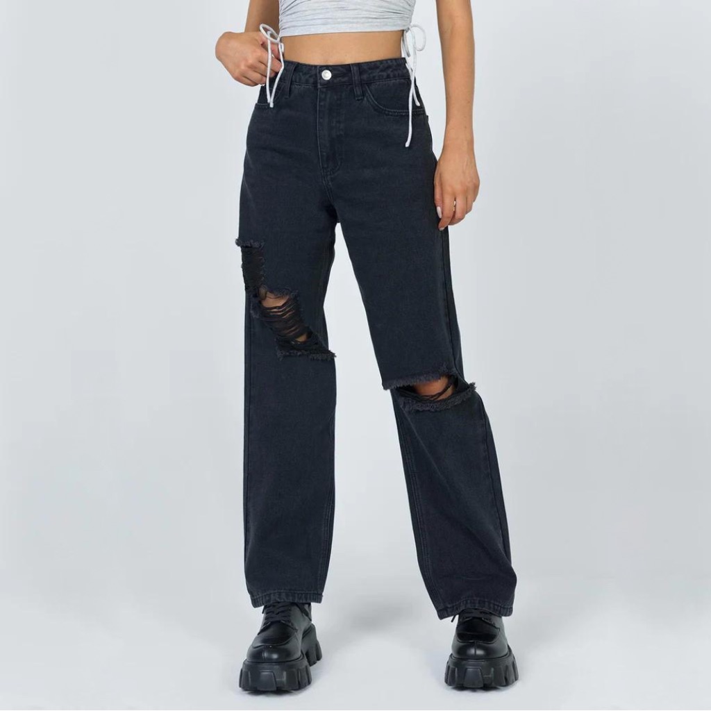 Fraya High Rise Boyfriend Jeans In Black